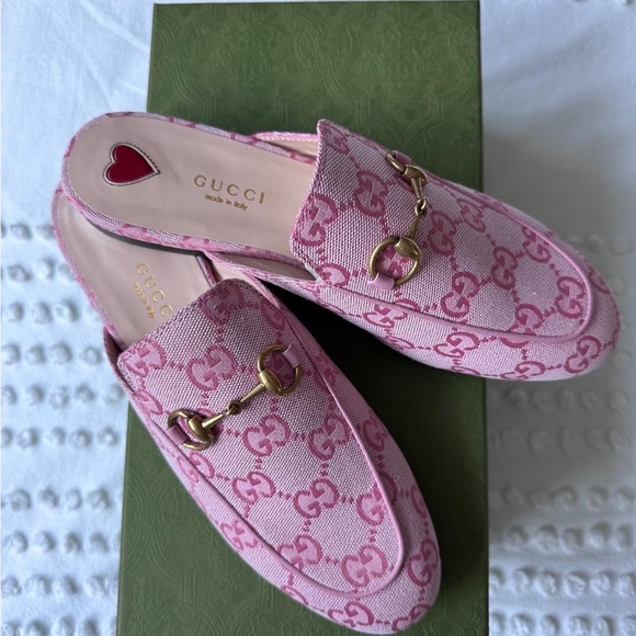 Gucci Pink GG Canvas Mules - Picture 1 of 3